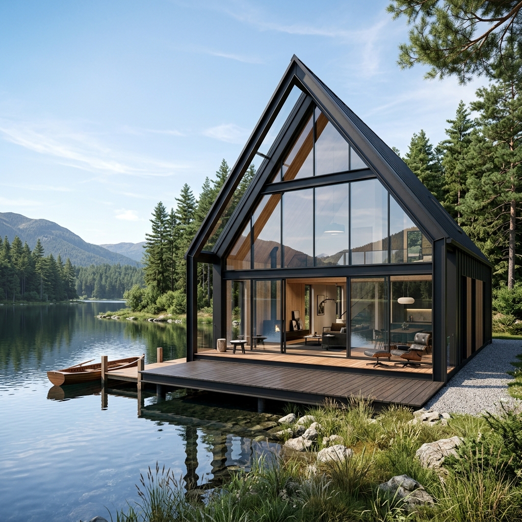 A-Frame lake-side villa exported to Romania Prahova